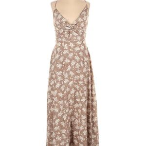 Lulu's Floral Maxi Dress in Brown and Cream